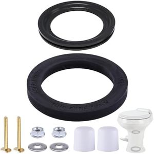 MENNTY RV Toilet Seal with Mounting Hardware Kit Fit Dometics 300 310 320 RV Toilets Replacement for 385311658 Toilet Flush Seal & 385311652 Toilet Base Seal, 2 in 1 Camper Set