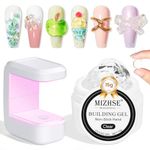 MIZHSE Solid Builder Gel for Nails Non-Sticky 3D Sculpting Gel with UV Lamp, Clear Gel Builder Nail Gel Art Carving Building Modeling Hard Gel Nail Extension Soak Off UV/LED Nail Art Salon Home DIY