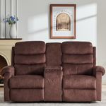 SAMERY Loveseat Recliner - Reclining Loveseat with Console - 2 Seater Manual Recliner Chair Double RV Recliner Loveseat Sofa Couch Set Home Theater Seating for Living Room/Office (Brown, 66")