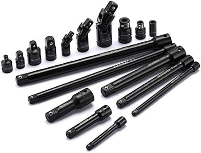 MIXPOWER 18 Pieces Drive Tool Accessory Set, CR-V Steel with Black Phosphate Finish, Includes Socket Adapters, Extensions and Universal Joints and Impact Coupler, Professional Socket Accessories