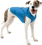 Kurgo Loft Dog Jacket, Reversible Dog Coat, Wear with Harness or Sweater, Water Resistant, Reflective, Winter Coat for Medium Dogs (Coastal Blue, M)