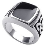 Konov Jewelry Mens Stainless Steel Ring, Celtic Knot Signet, Black Silver, with Gift Bag, Size 14, C22886-14