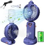 Handheld Fan with Water Mist Spray, 5 Speeds 5000mAh Rechargeable Portable Fans, Folding Water Fan, Pocket Fan Personal Fan, Mini Fan with Lanyard, Detachable Base, Water Bottle, LED Display(Purple)