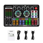 Tongdejing Sound Effects Board, Live Sound Board, Voice Changer Audio Mixer Live Sound Card for Live Streaming Podcasting Recording, LED Light, DJ Mixer, Soundboard, Voice Changer