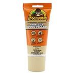 Gorilla High Performance Wood Filler, Stainable & Paintable, Shrink & Crack Resistant, Anchors Nails & Screws, Moldable, Sandable, Natural Color, 170g/6oz, Tube, (Pack of 1), 108033