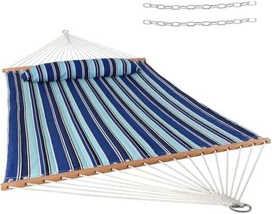 Sunnydaze Quilted Outdoor Hammock with Spreader Bars - Heavy-Duty 450-Pound Capacity Double Hammock for Outside - Catalina Beach