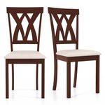 Giantex Wood Dining Chair Set of 2, Wooden Kitchen Chairs with Upholstered Seat, Rubber Wood Legs & Cross Back, Farmhouse Armless Side Chairs for Dining Room, Restaurant, Oak