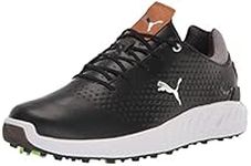 PUMA GOLF Men's Ignite Articulate Leather Golf Shoe, Black/Silver, 10