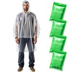 ZENO Disposable Rain Poncho Waterproof with Sleeves - For Adults - Rain Coat with Hood, Pack of 4 - for Women and Men - Hiking, Camping