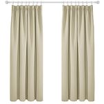 Deconovo Window Treatment Blackout Curtains Rod Pocket Thermal Insulated Decorative Soft Energy Saving Room Darkening Pencil Pleat Curtains for Kid 42 x 63 Inch Beige Set of 2