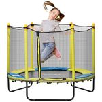 HOMCOM 4.6FT Kids Trampoline for Toddlers with Enclosure, Safety Net, Pads, Outdoor Indoor for 3-10 Years - Yellow