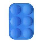 TruVeli Silicone 6 Cavity Half Circle Sphere Chocolate Mould for Chocolate, Jelly, Dome Mousse, Pudding, Handmade Soap, Cupcake Pan - Blue (Pack of 1)