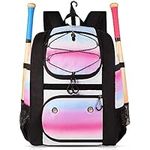 MATEIN Softball Bag, Lightweight Baseball Bat Backpack with Shoe Compartment, Baseball Bag with Fence Hook for TBall Bat & Equipment, Softball Gift Catchers Bags for Women Fit Batting Glove, Helmet