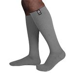 KUE Knee Compression Socks for Unisex, Pain Relief, Boost Stamina, Circulation & Recovery, Perfect for Running, Football, Sports Activity I Moisture Wicking I Ankle and Arch Support I Knee Socks(S/M) (Grey, L/XL)