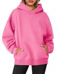 Jhsnjnr Womens Sweatshirts with Kangaroo Pocket Long Sleeve Pullover Sweater Oversized Fleece Hoodie Pink