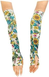 FARMER'S DEFENSE Gardening Arm Sleeves|UV Cooling Protective Sleeve Women & Men|Anti-Scratch Cover Sun UPF Outdoor Protection - Garden Flowers- L/XL