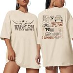 Cow Skull Shirts for Women Western Graphic T Shirts Oversized Country Music Shirt Rodeo Cowboy Graphic Tee Beige