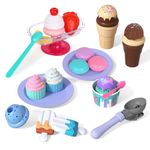 Lehoo Castle Ice Cream Toys for Kids, 27 Pieces Ice Cream Toy, Toy Ice Cream Set Pretend Play Food, Dessert and Accessories for Kids 3 Years +