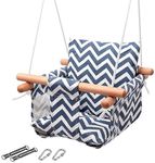 Baby Swing Seat, Yuchen Baby Canvas Hanging Swing Seat, Toddler Swing Indoor & Outdoor Infant Hanging Swing Chair with Canvas Cushion, Swing Sets for Baby Hammock Toy Backyard (Stripe)