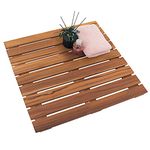 VaeFae Teak Shower Mat, Non-Slip Bath Mat, Luxury Spa Mat, Wooden Mat for Bathtub, 50.8 x 50.8 cm