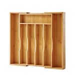 Bamboo Kitchen Drawer Organizer-Expandable Silverware Tray for Drawer/Utensil Holder and Cutlery Tray with Grooved Drawer Dividers for Flatware and Kitchen Utensils by oridom (Natural)