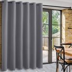 DWCN Blackout Curtains for Bedroom Extra Wide Curtains, Room Divider Curtain for Door, Thermal Curtains Living Room 1 Panel, Grey, 100 x 84 inch Width by Length