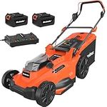 Maxlander Lawn Mowers, 17Inch Electric Lawn Mower Cordless, 40V 2-IN-1 Battery Powered Lawn Mower with Brushless Motor, 6-Position Height Adjustment, Includes 2 x 4.0Ah Batteries and Dual Port Charger