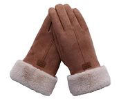 Woogwin Womens Winter Warm Gloves Touch Screen Thick Mittens Lady Outdoor Gloves (khaki)