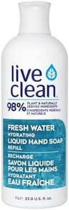 Live Clean Fresh Water Hydrating Liquid Hand Soap Refill, 1L, 4 Pack