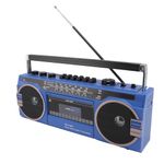 Vintage Cassette Player, AM FM SW Tape Player, Retro BT Cassette Player Multifunctional, Cordless BT Player Portable. Built in Recorder. Fast Pairing (Blue)