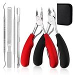 MAYCREATE® Ingrown Toenail Correction Tool Professional Toenail Clippers for Thick Nails, Heavy Duty Curved Blade Toe Nail Clipper for Adults, Seniors, Manicure Set Nail File with Storage Bag