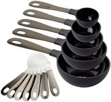 COOK WITH COLOR Measuring Cups Set and Measuring Spoon Set, Stainless Steel Handles, Nesting Kitchen Measuring Set, Liquid Measuring Cup Set, 12 PC Stainless Steel, Black/White