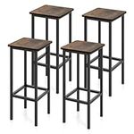 COSTWAY Bar Stools Set of 4, Industrial Bar Chairs with Footrest and Non-slip Pads, Metal Frame Wooden Breakfast Counter Height Stool for Home Kitchen Dining Room, 30 x 30 x 65cm (Rustic Brown+Black)