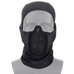 AOUTACC Balaclava Airsoft Mesh Mask, Ninja Style Full Face Protection Balaclava Hood with Mesh Mask for Cs War Game,Hunting,Paintball (Black)