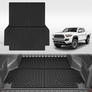 OEDRO Truck Bed Mat Fit for Toyota Tacoma Double Cab 5FT 2023-2005, All Weather TPE 2023 Tacoma Cargo Liner, Heavy Duty Pickup Rear Trunk Mat, Black