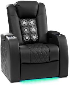 Weilianda Home Theater Seating with Massage, Top Grain Nappa Leather Chair
