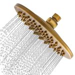 Antique Brushed Brass Round Fixed Shower Head 8 Inch Rainfall Shower Heads with Filter Suitable for Bathroom Shower Easy Installation with Swivel G1/2 Ball Connector Bronze Vintage Style