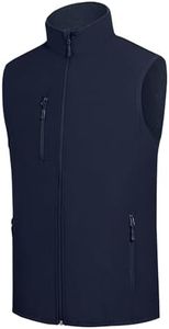 Men's Softshell Vest Fleece-Lined Windproof Sleeveless Jacket for Travel Hiking Fishing Running Golf, Navy, 3X-Large