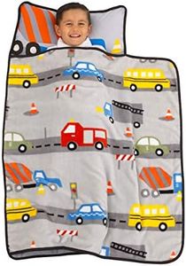 Everything Kids Grey, Red, Yellow & Blue Construction Toddler Nap Mat with Pillow & Blanket Grey, Red, Blue, Yellow