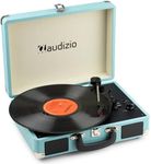 Audizio RP116 Turntable Briefcase Record Player | USB & Bluetooth Retro Record Players for Vinyl with Speakers | 3 Speeds | Convert Retro Vinyl to mp3 via USB | RCA Output/AUX 3.5mm (Blue)