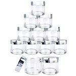 Beauticom 12 Pieces 30G/30ML(1 Oz) Round Clear Jars with Metallic SILVER Flat Top Lids for Herbs, Spices, Loose Leaf Teas, Coffee & Other Foods- BPA Free