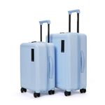 MOKOBARA The Transit Wave Set Of 2 Luggage|Small 54Cm & Medium 64Cm Blue Polycarbonate 8 Wheel Spinner Trolley Hardsided Suitcase With Built In Tsa Lock Travel Suitcase (Shy Blue)