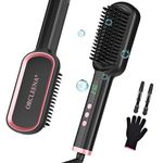 Hair Straightener Brush for Woman 2 in 1 Ionic Hot Comb Heating Smoothing Thermal Brush Ceramic Adjustable Temperature