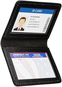 Perfect Fit Shield Wallets 2 ID Leather License Holder Bifold Double I.D. Credit Card Gun Permit Wallet Case, Black Leather, Style 500: 2.1/8" X 3.3/8", Minimalist