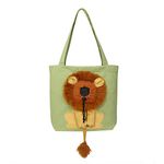 Plcnn Pet Canvas Shoulder Bag, Cute Lion-Shaped Small Dog Carrier Portable Pet Carrying Chest Bag for Small Dogs and Cats Pet Supplies (Light Green-Large)