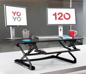 Yo-Yo Desk 120 (BLACK) Height Adjustable Standing Desk [120cm Wide]. Superior sit-stand solution suitable for all workstations and standing desk workplaces.