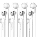 USB C Wired Headphones 4 Pack, Type C Earbuds HiFi Stereo Earphones with Microphone, Remote Control in Ear Headset for Samsung Galaxy S23 S22 S21 S20 Ultra, Note 20 10, iPad Pro, Pixel 7 and More