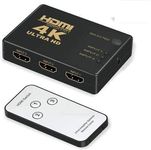 Yaksha 3 Port HDMI Switch with Remote Control, 3 HDMI Input to 1 HDMI Output Full HD 1080P, 1.4V Version Cable with Remote for Fire Stick, X Box one, PS3, PS4, LED, TV (with Remote) (Black)