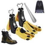 Shoe Stretcher Women Men Professional Boot Stretcher Adjustable Width Length for Wide Feet L Wm's 12-14;Men's 10-14,Yellow Pack of 2