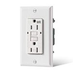 GFCI Electrical Outlet 15Amp - Self Test and Tamper Resistant Ground Fault Protection Outlet for Parlor,Bedroom,Office Room including Dual LED Indicator,Wall Plate,Screws (15 Amp WR)